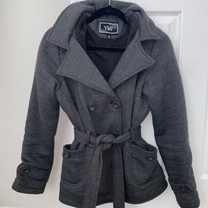Grey Hooded Pea Coat